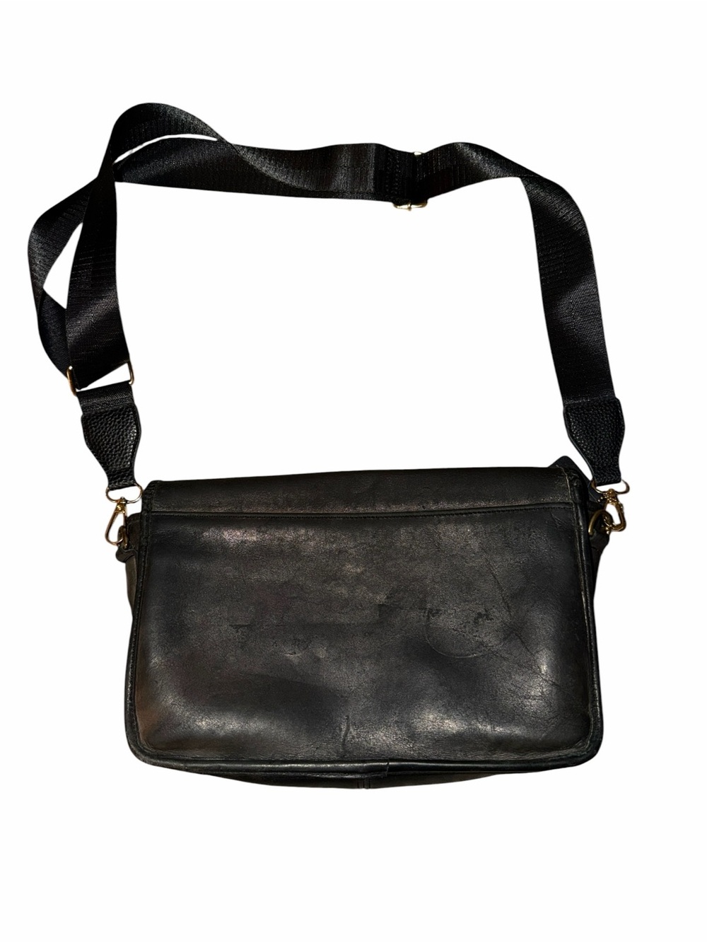 Vintage Coach Black Leather Push Lock Flap Crossbody Bag - Picture 3 of 8